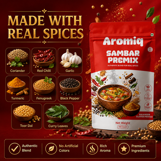Aromiq Sambar Premix | Authentic South Indian Spice Blend | Ready-to-Cook Sambar Masala