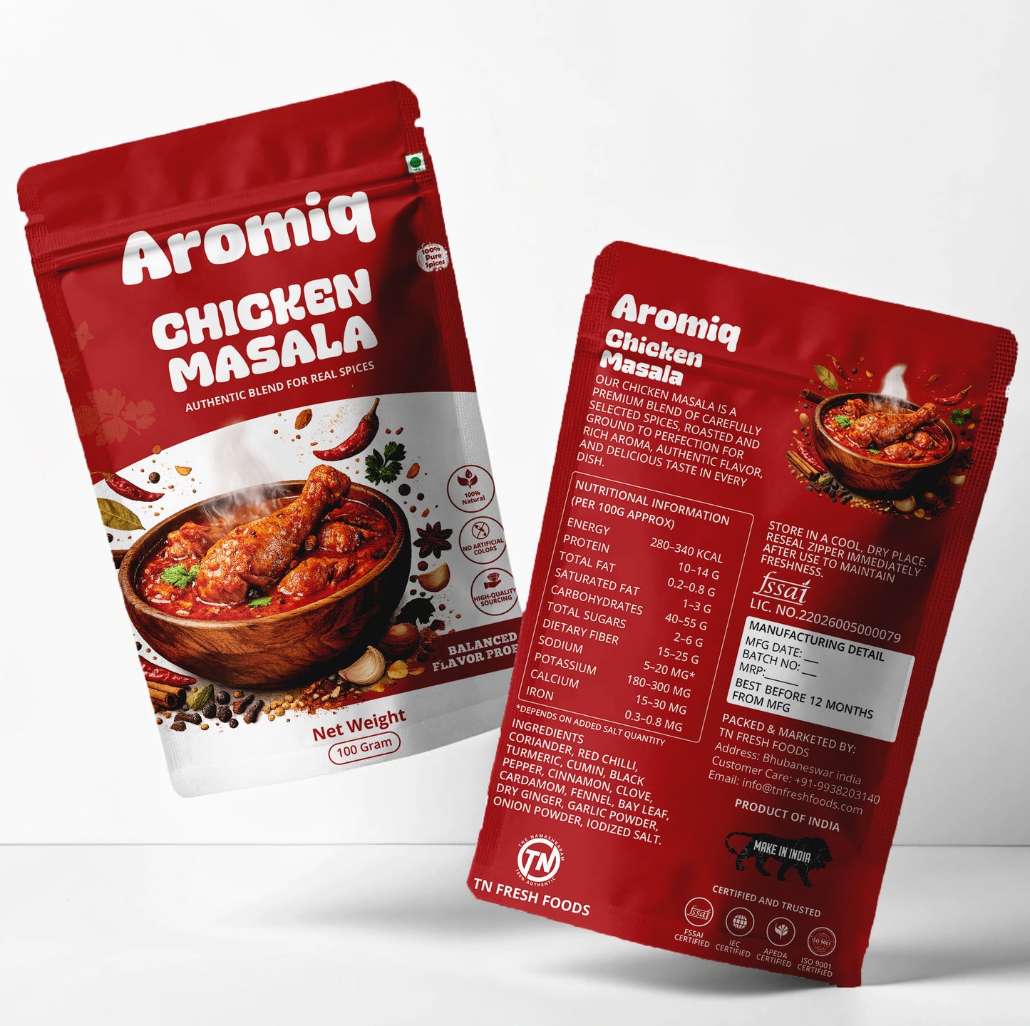 Aromiq Chicken Masala Powder 100g | Authentic Indian Spice Blend | 100% Natural
