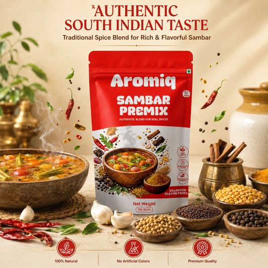 Aromiq Sambar Premix | Authentic South Indian Spice Blend | Ready-to-Cook Sambar Masala