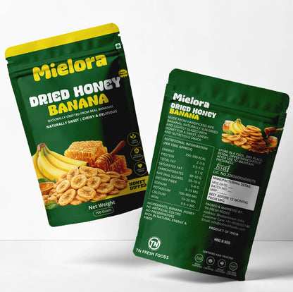 Mielora Premium Dried Honey Banana 100g | Naturally Sweet Banana Chips with Pure Honey.