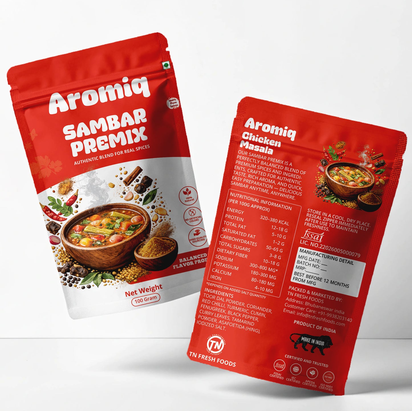 Aromiq Sambar Premix | Authentic South Indian Spice Blend | Ready-to-Cook Sambar Masala